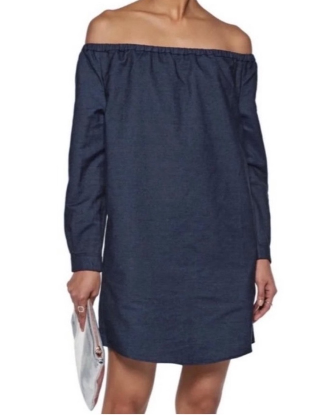 Rag & Bone Denim Off Shoulder Dress • Indigo • 100% Cotton • Pockets